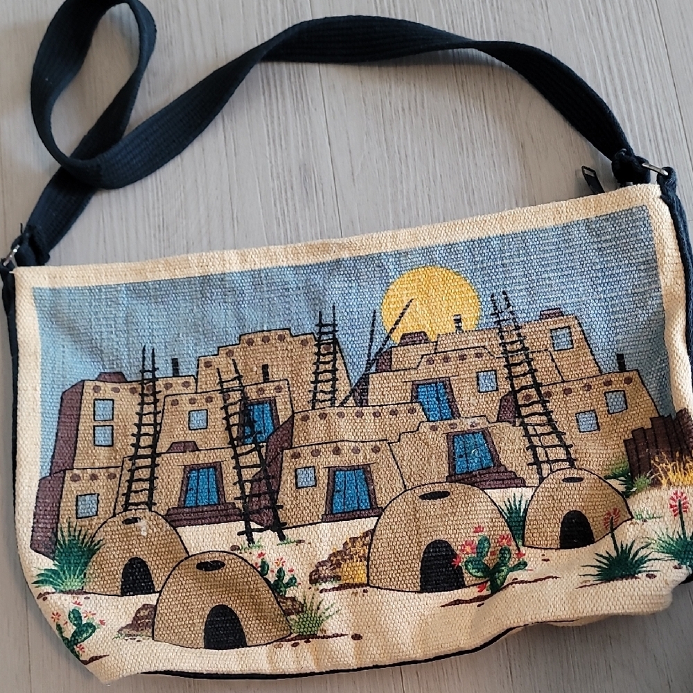 El Paso Saddle Blanket Co Southwestern Tapestry Tote Bag Adobe Village Western